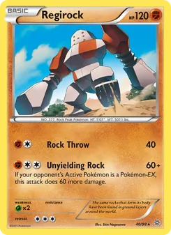 Regirock card from Ancient Origins, number 40/98