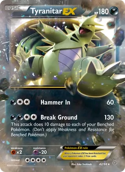 Tyranitar EX card from Ancient Origins, number 42/98