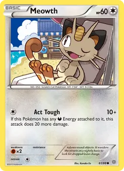 Meowth card from Ancient Origins, number 61/98