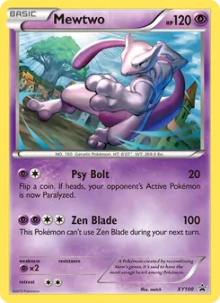 Mewtwo card from XY Black Star Promos, number XY100/211