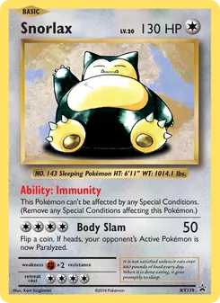 Snorlax card from XY Black Star Promos, number XY179/211