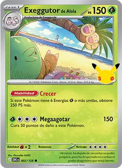 Carta Exeggutor de Alola de la expansión Celebración 30.º Aniversario, número 002/128