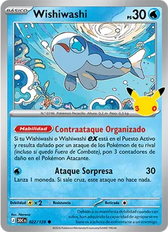Carta Wishiwashi de la expansión Celebración 30.º Aniversario, número 022/128