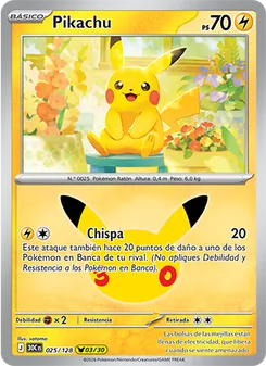 Carta Pikachu de la expansión Celebración 30.º Aniversario, número 025/128
