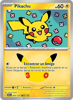 Carta Pikachu de la expansión Celebración 30.º Aniversario, número 029/128