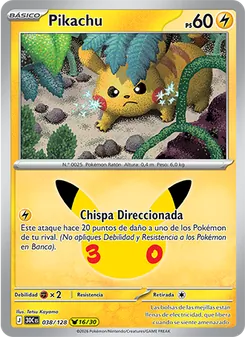 Carta Pikachu de la expansión Celebración 30.º Aniversario, número 038/128