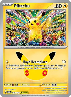 Carta Pikachu de la expansión Celebración 30.º Aniversario, número 040/128