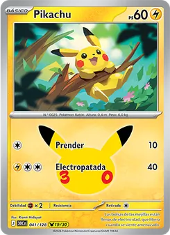 Carta Pikachu de la expansión Celebración 30.º Aniversario, número 041/128