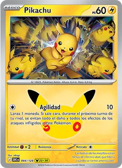 Carta Pikachu de la expansión Celebración 30.º Aniversario, número 044/128