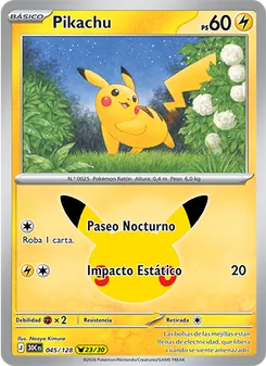 Carta Pikachu de la expansión Celebración 30.º Aniversario, número 045/128