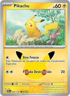 Carta Pikachu de la expansión Celebración 30.º Aniversario, número 046/128