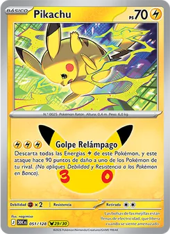 Carta Pikachu de la expansión Celebración 30.º Aniversario, número 051/128