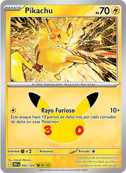 Carta Pikachu de la expansión Celebración 30.º Aniversario, número 052/128