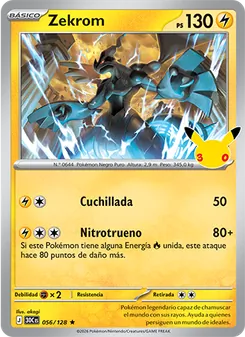 Carta Zekrom de la expansión Celebración 30.º Aniversario, número 056/128