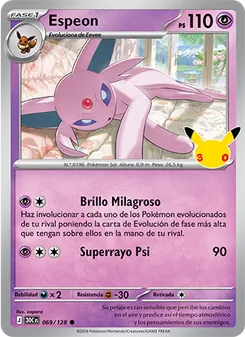 Carta Espeon de la expansión Celebración 30.º Aniversario, número 069/128