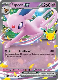 Carta Espeon ex de la expansión Celebración 30.º Aniversario, número 070/128