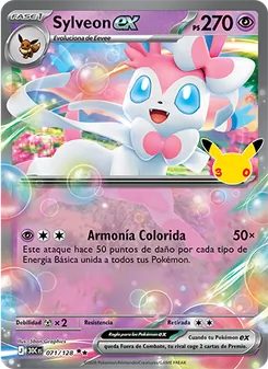 Carta Sylveon ex de la expansión Celebración 30.º Aniversario, número 071/128