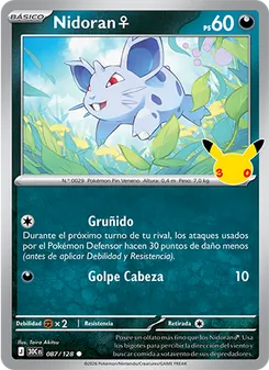 Carta Nidoran♀ de la expansión Celebración 30.º Aniversario, número 087/128