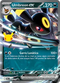Carta Umbreon ex de la expansión Celebración 30.º Aniversario, número 092/128