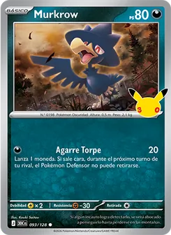 Carta Murkrow de la expansión Celebración 30.º Aniversario, número 093/128