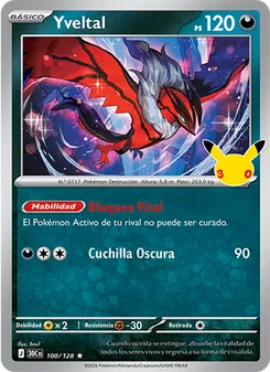Carta Yveltal de la expansión Celebración 30.º Aniversario, número 100/128