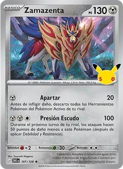 Carta Zamazenta de la expansión Celebración 30.º Aniversario, número 107/128