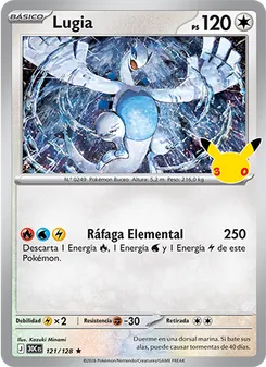 Carta Lugia de la expansión Celebración 30.º Aniversario, número 121/128