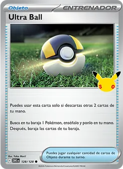 Carta Ultra Ball de la expansión Celebración 30.º Aniversario, número 128/128