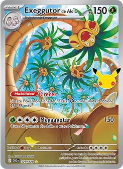 Carta Exeggutor de Alola de la expansión Celebración 30.º Aniversario, número 129/128