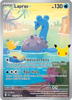 Carta Lapras de la expansión Celebración 30.º Aniversario, número 131/128