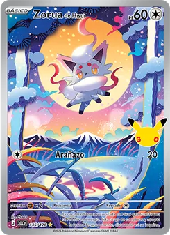 Carta Zorua de Hisui de la expansión Celebración 30.º Aniversario, número 145/128