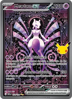 Carta Mewtwo ex de la expansión Celebración 30.º Aniversario, número 151/128