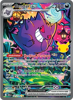 Carta Gengar ex de la expansión Celebración 30.º Aniversario, número 154/128