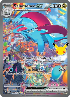 Carta Salamence ex de la expansión Celebración 30.º Aniversario, número 156/128