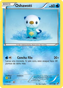 Carta Oshawott de la expansión Negro y Blanco, número 28/114