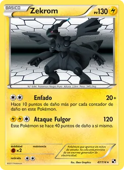 Carta Zekrom de la expansión Negro y Blanco, número 47/114