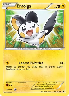 Carta Emolga de la expansión Nobles Victorias, número 37/101