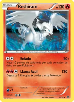 Carta Reshiram de la expansión Próximos Destinos, número 21/99