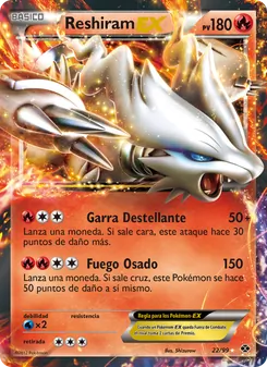 Carta Reshiram-EX de la expansión Próximos Destinos, número 22/99