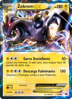 Carta Zekrom-EX de la expansión Próximos Destinos, número 51/99