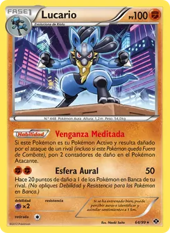 Carta Lucario de la expansión Próximos Destinos, número 64/99