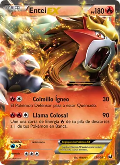 Carta Entei-EX de la expansión Oscuros Exploradores, número 13/108