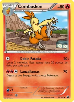 Carta Combusken de la expansión Oscuros Exploradores, número 16/108