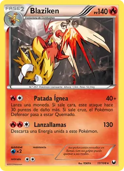Carta Blaziken de la expansión Oscuros Exploradores, número 17/108