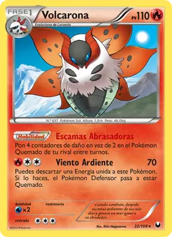 Carta Volcarona de la expansión Oscuros Exploradores, número 22/108