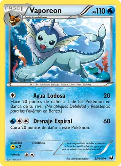 Carta Vaporeon de la expansión Oscuros Exploradores, número 25/108