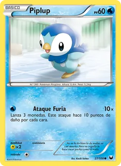 Carta Piplup de la expansión Oscuros Exploradores, número 27/108