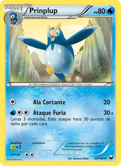 Carta Prinplup de la expansión Oscuros Exploradores, número 28/108