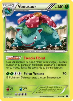 Carta Venusaur de la expansión Oscuros Exploradores, número 3/108