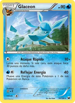 Carta Glaceon de la expansión Oscuros Exploradores, número 30/108